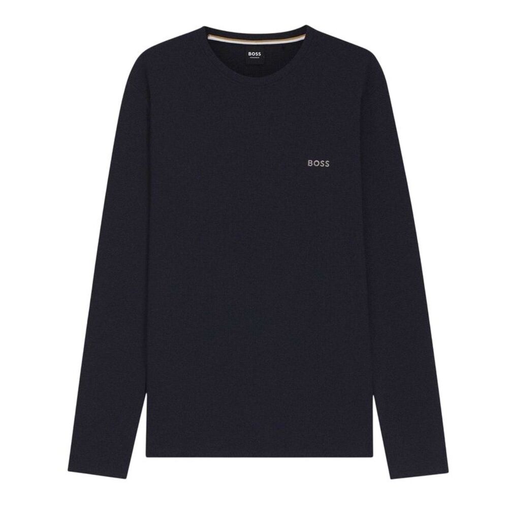 Hugo Mens Waffle Knit Long-Sleeved Shirt / Dark Blue